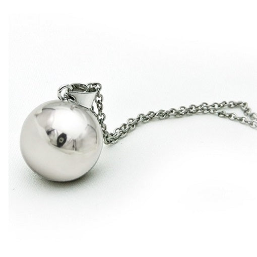 Verzilverde zwangerschaps ketting, rond 20mm