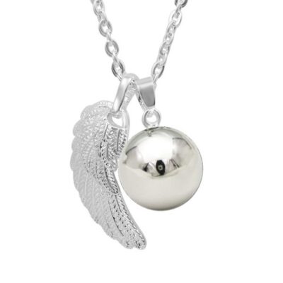 Verzilverde zwangerschapsketting met vleugeltje