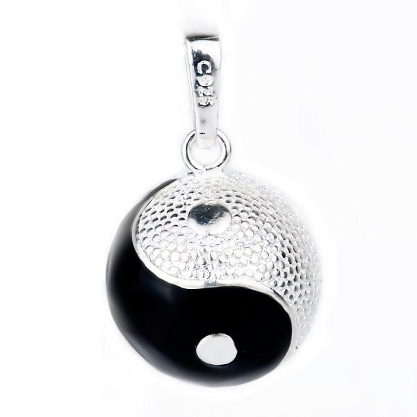 Verzilverde zwangerschapsketting Yin Yang