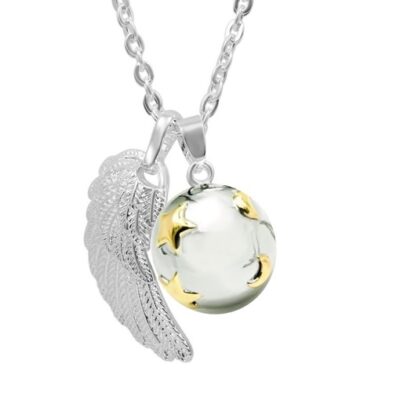 Verzilverde zwangerschapsketting met maan, sterren & vleugel