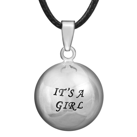 Verzilverd zwangerschapsbelletje "It's a girl"