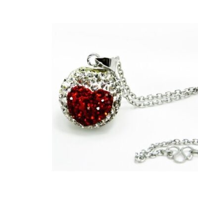 Kristallen zwangerschapsketting met rood hart