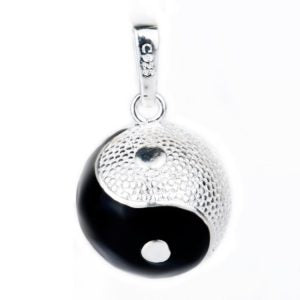 verzilverde zwangerschapsketting yin yang